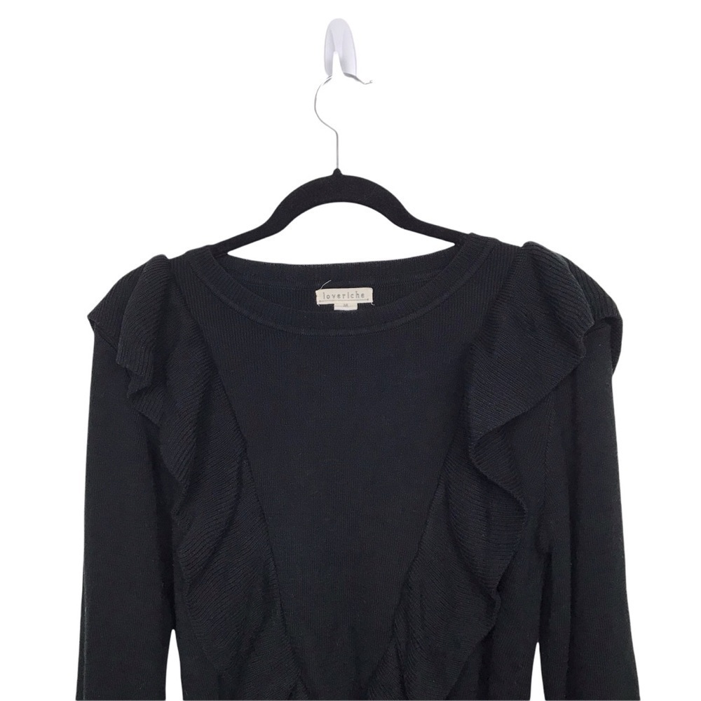 LoveRiche Black Ruffle Sweater Love Riche - Picture 3 of 9